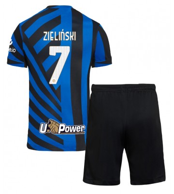 Inter Milan Piotr Zielinski #7 Primera Equipación Niños 2024-25 Manga Corta (+ Pantalones cortos)